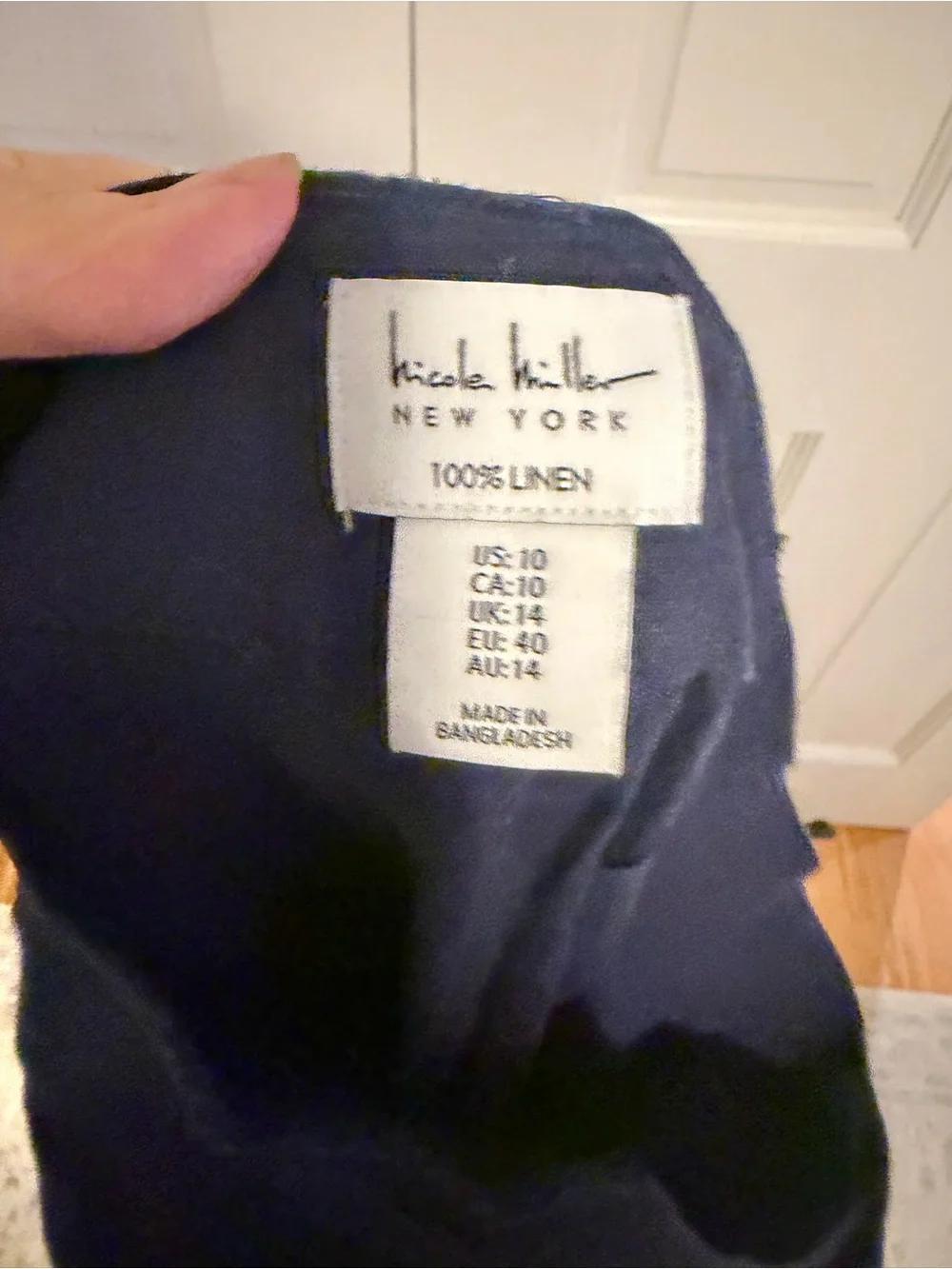 Nicole Miller Navy 100% Linen High Rise Wide Leg Pants Size 10